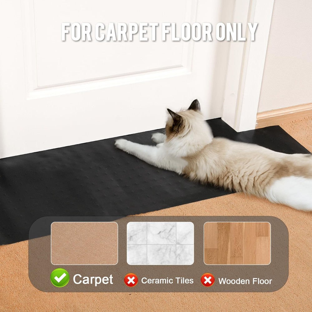 Carpet Protector for Pets -3.6FT 2PCS Black Round Corner Plastic Carpet Prote...