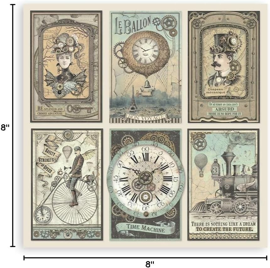 Stamperia Double-Sided Paper Pad 8"X8" 10/Pkg-Voyages Fantastiques, 10 Designs/1