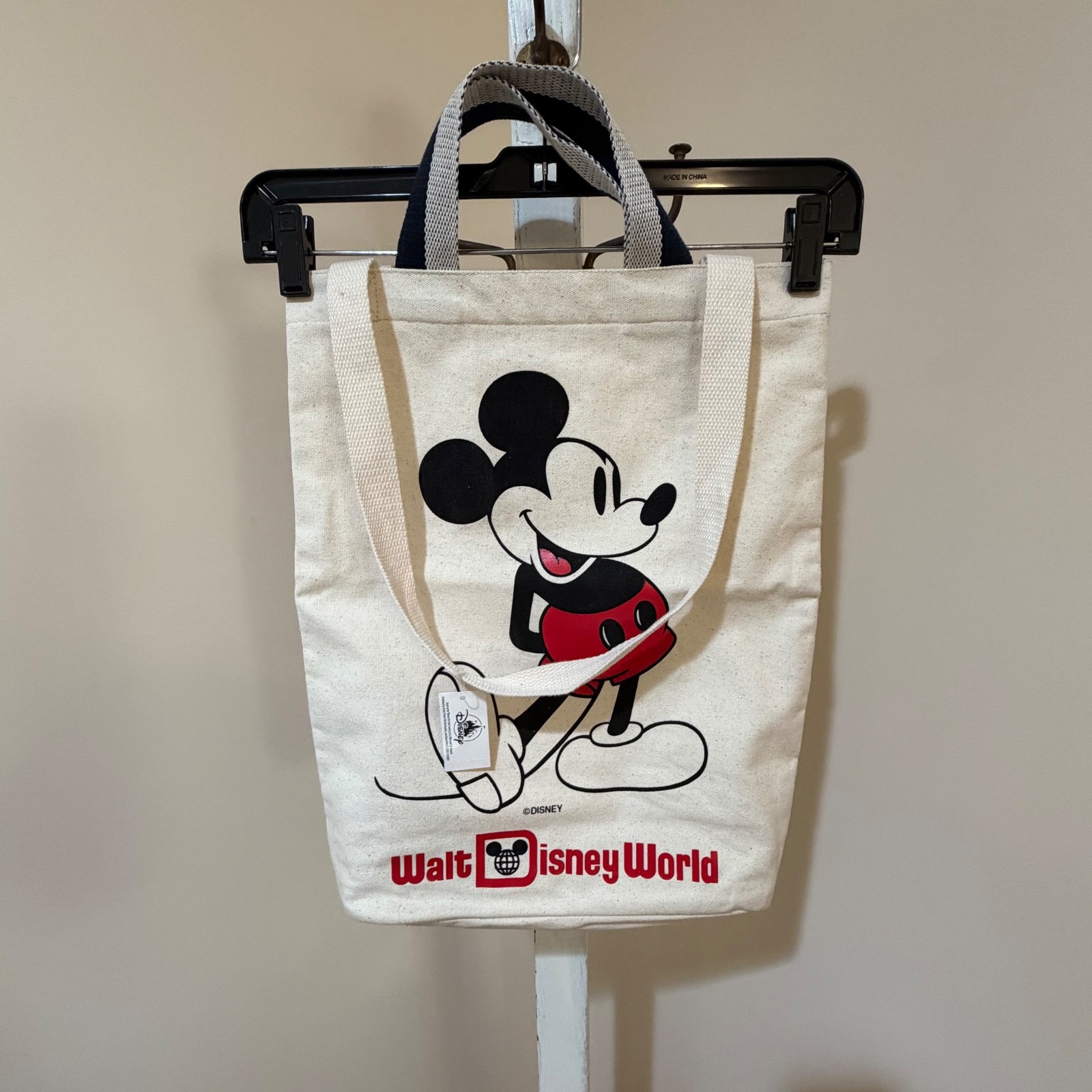 NEW DISNEY WORLD CLASSIC MICKEY MOUSE CANVAS TOTE BAG WITH HAND/SHOULDER STRAPS