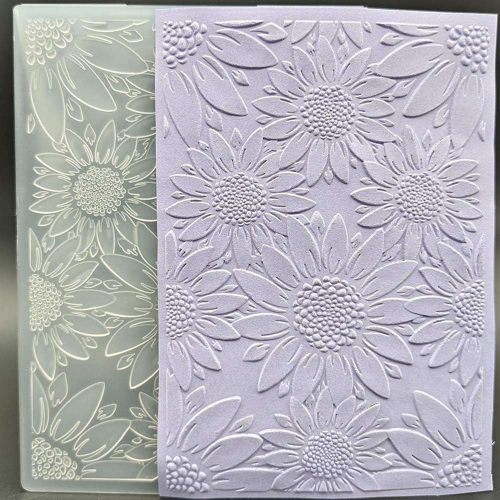 Plastic Embossing Folder 5x7" Big Flowers Pattern Paper Crafts Plastic Textured