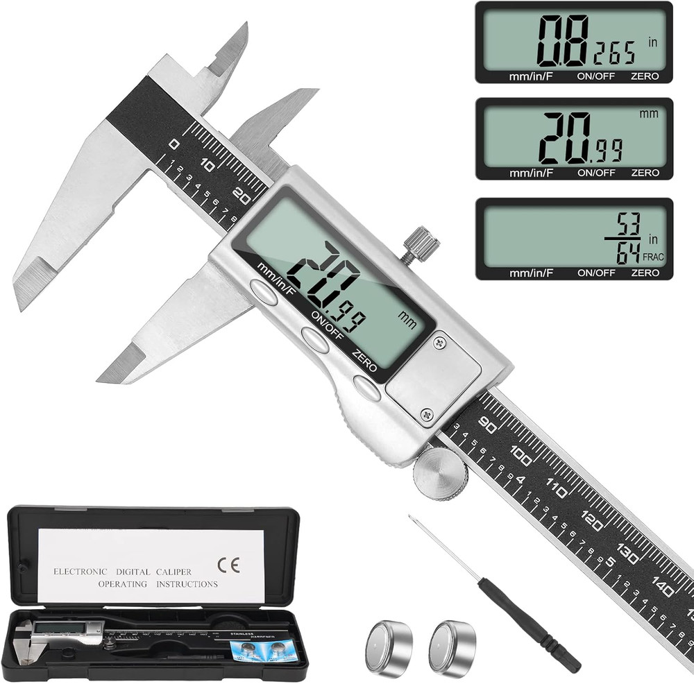 Digital Caliper Measuring Tool, 6 Inch Caliper Tool with Large LCD Screen, Easy