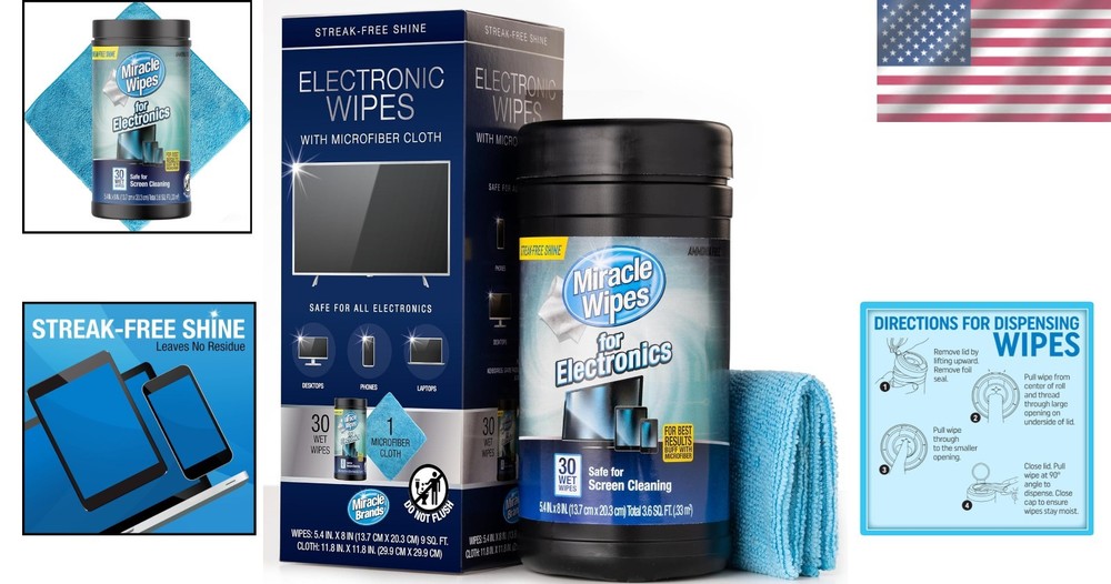Universal MiracleWipes for TVs & Devices - 30 Count Screen Cleaning Solution