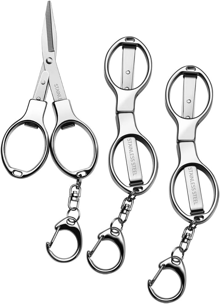 Folding Scissors 3 PCS small scissors, Secure Keychain scissors all 3 Pcs