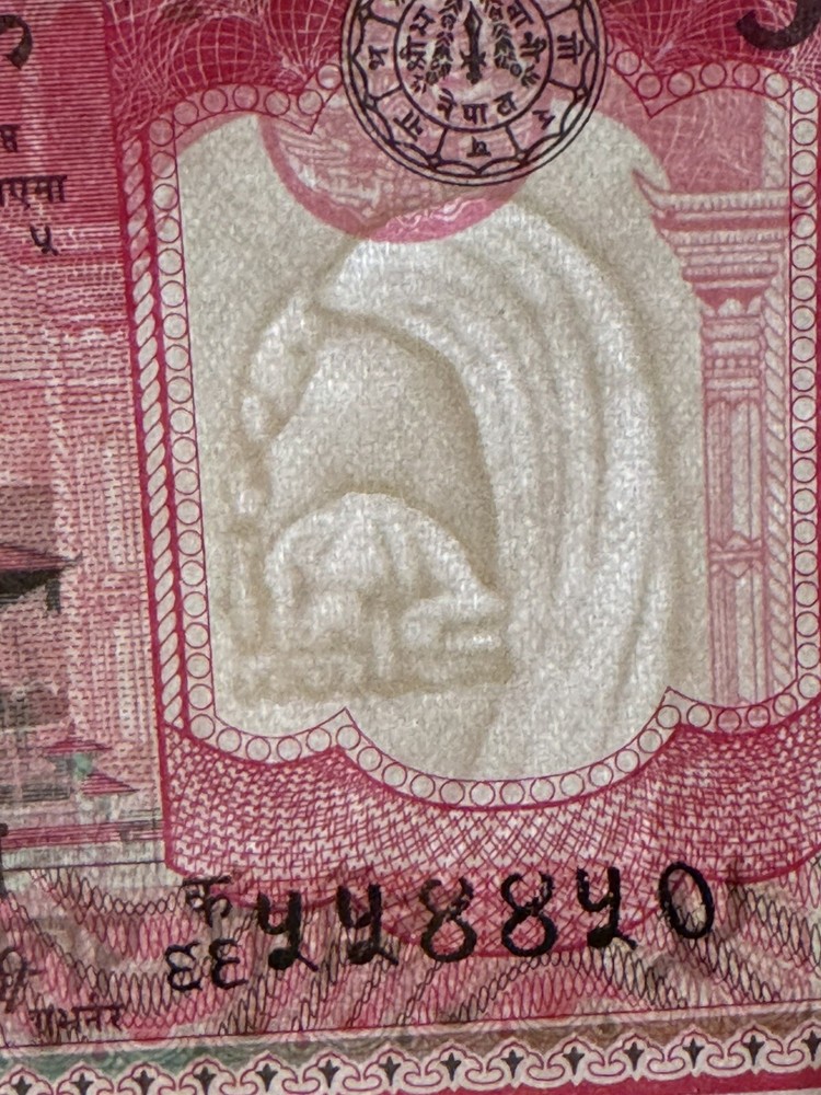 1974 (ND) Nepal 5 Rupee Banknote Yaks
