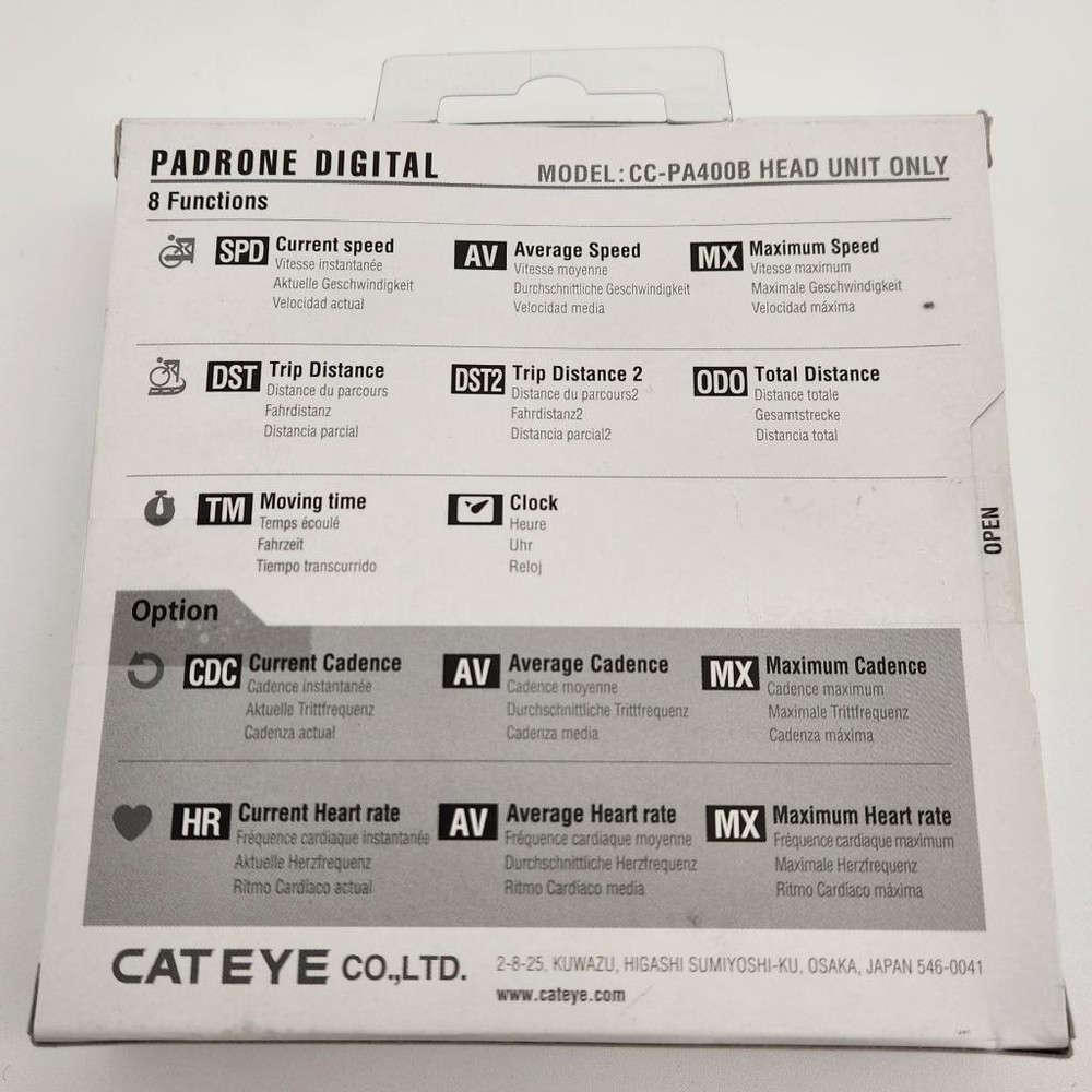 Cateye CC-PA400B Padrone Wireless Bicycle Head Unit ONLY Bluetooth Smart - OPEN