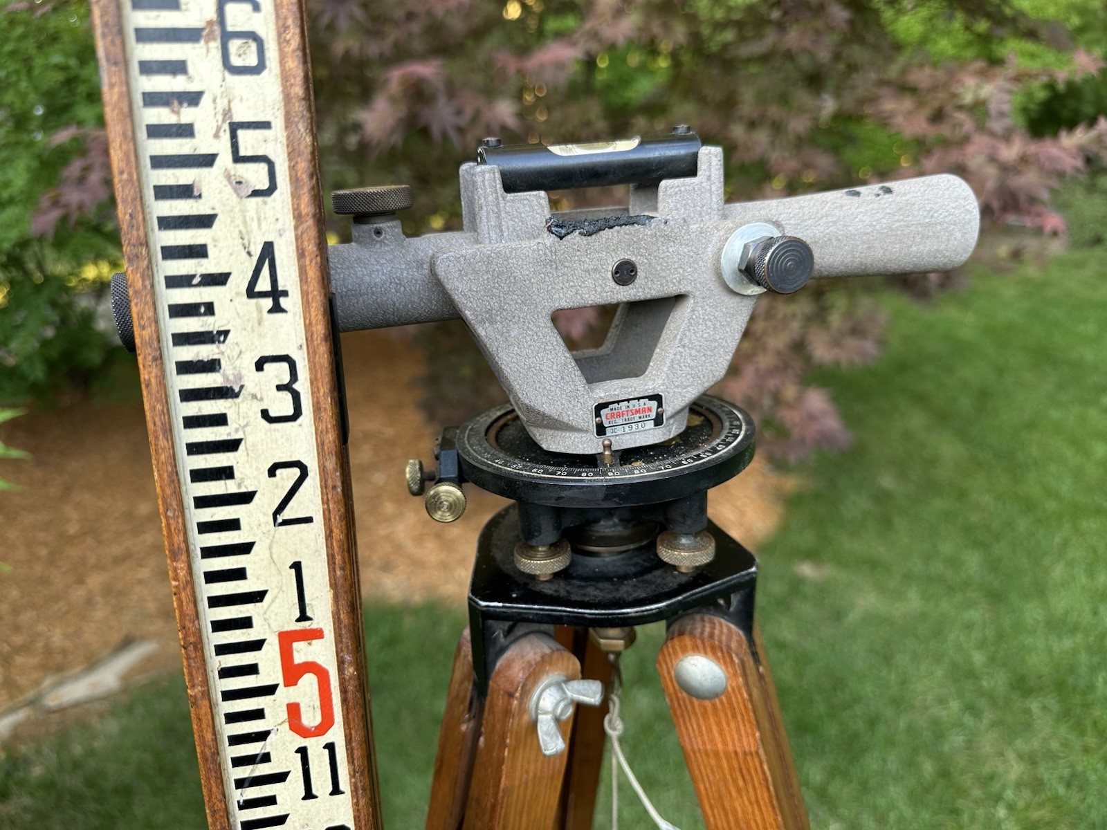 Vintage Sears Roebuck Surveyor Transit Tripod Range Rod Prism Pole Theodolite