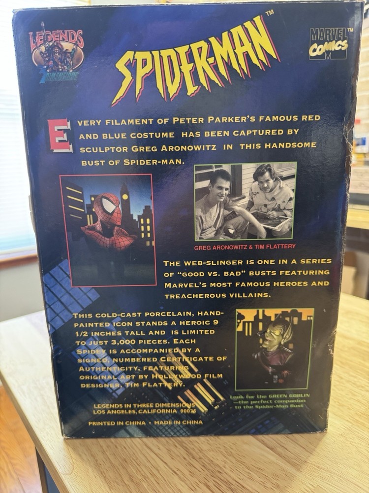 Spider-Man Bust Legends In 3Dimensions - Marvel Comics - VHTF RARE! 1390/3000