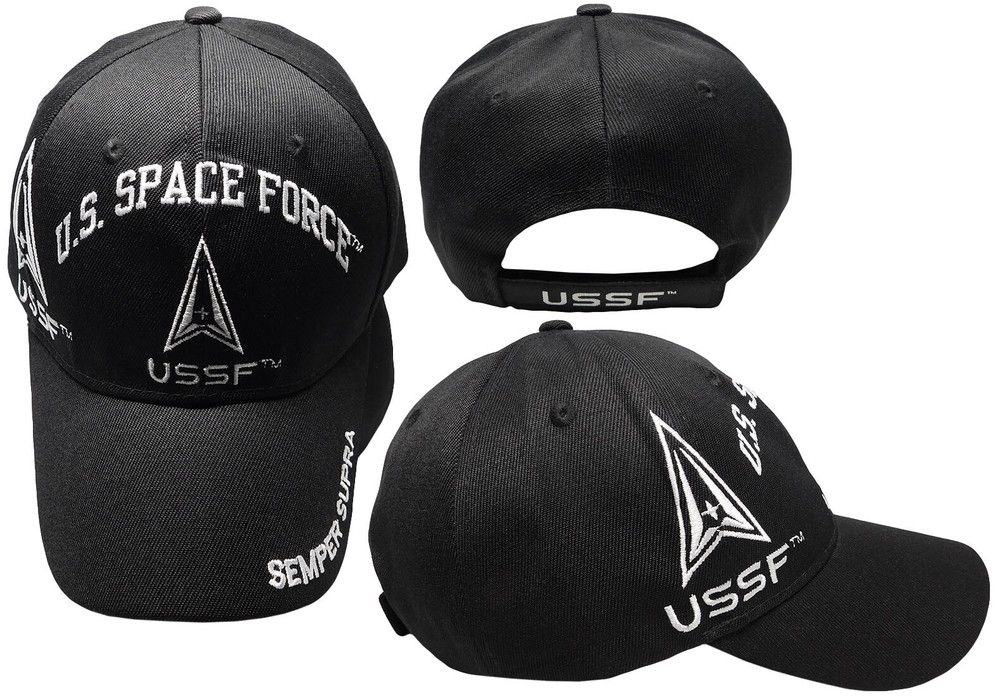 Black US Space Force Logo Cap USAF USSF Adjustable Hat OFFICIALLY LICENSED