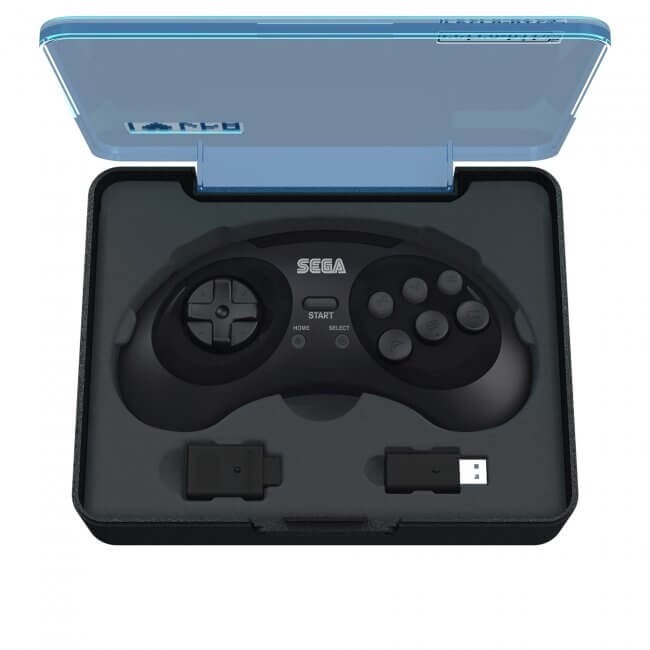 Retro-Bit Sega Genesis 2.4 GHz Wireless Controller 8-Button Arcade Pad Black V.2