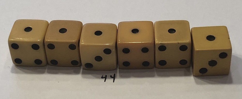 Three Pair Butterscotch Bakelite 1/2” Vintage Dice (Tested)
