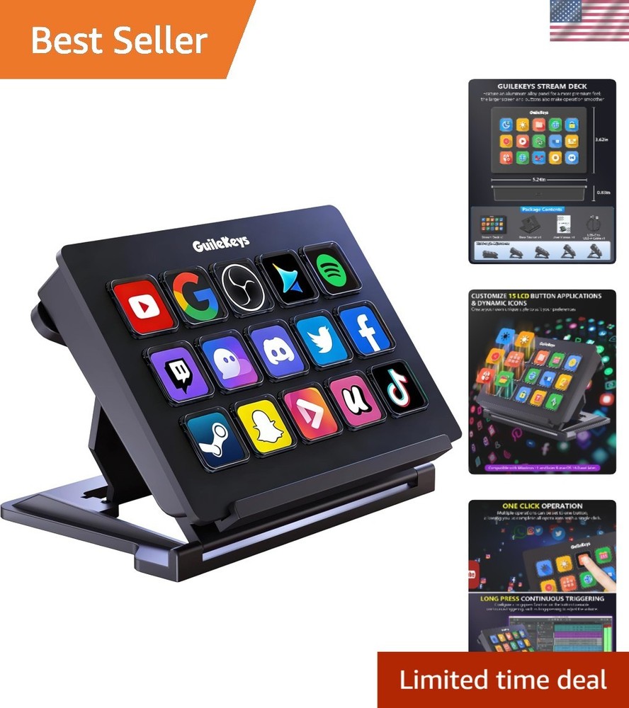 Stream Deck with 15 Programmable Keys — Mac/PC USB Controller for OBS, Twitch...