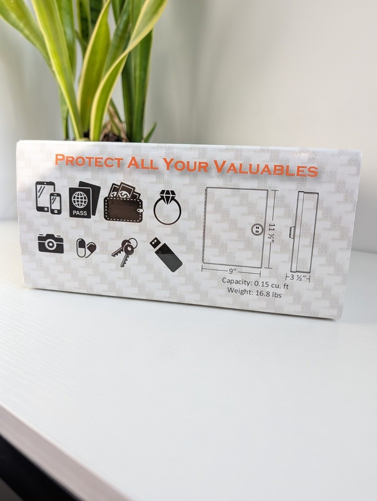 Small Portable Safe Box w/ Combination Lock & Steel Security Cable.