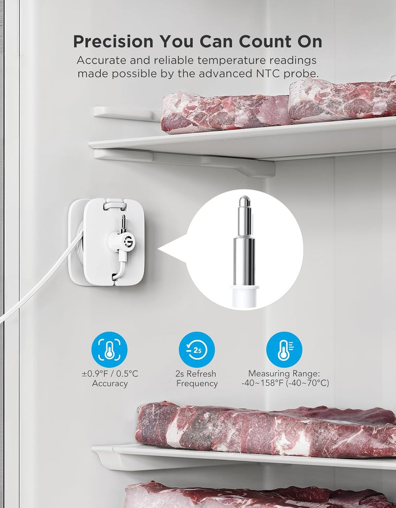 Refrigerator Freezer Thermometer 1 Pack, Bluetooth Temperature Sensor with Alarm