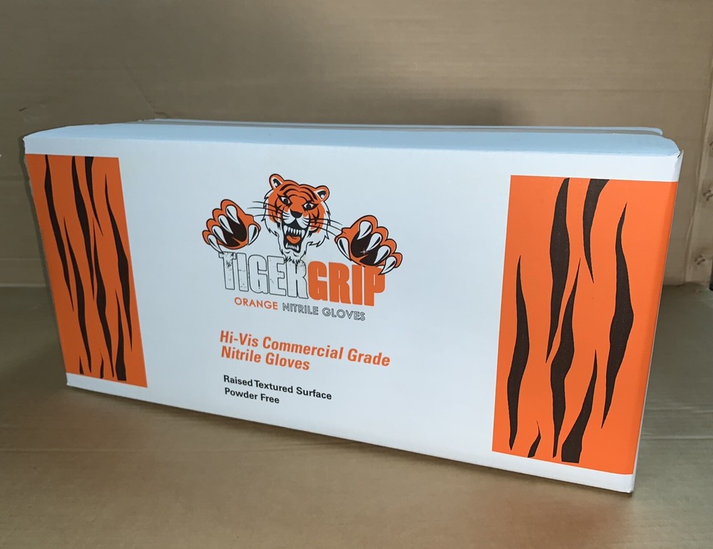 Tiger Grip Orange Nitrile Gloves 10 Boxes / 1000 Pieces Large