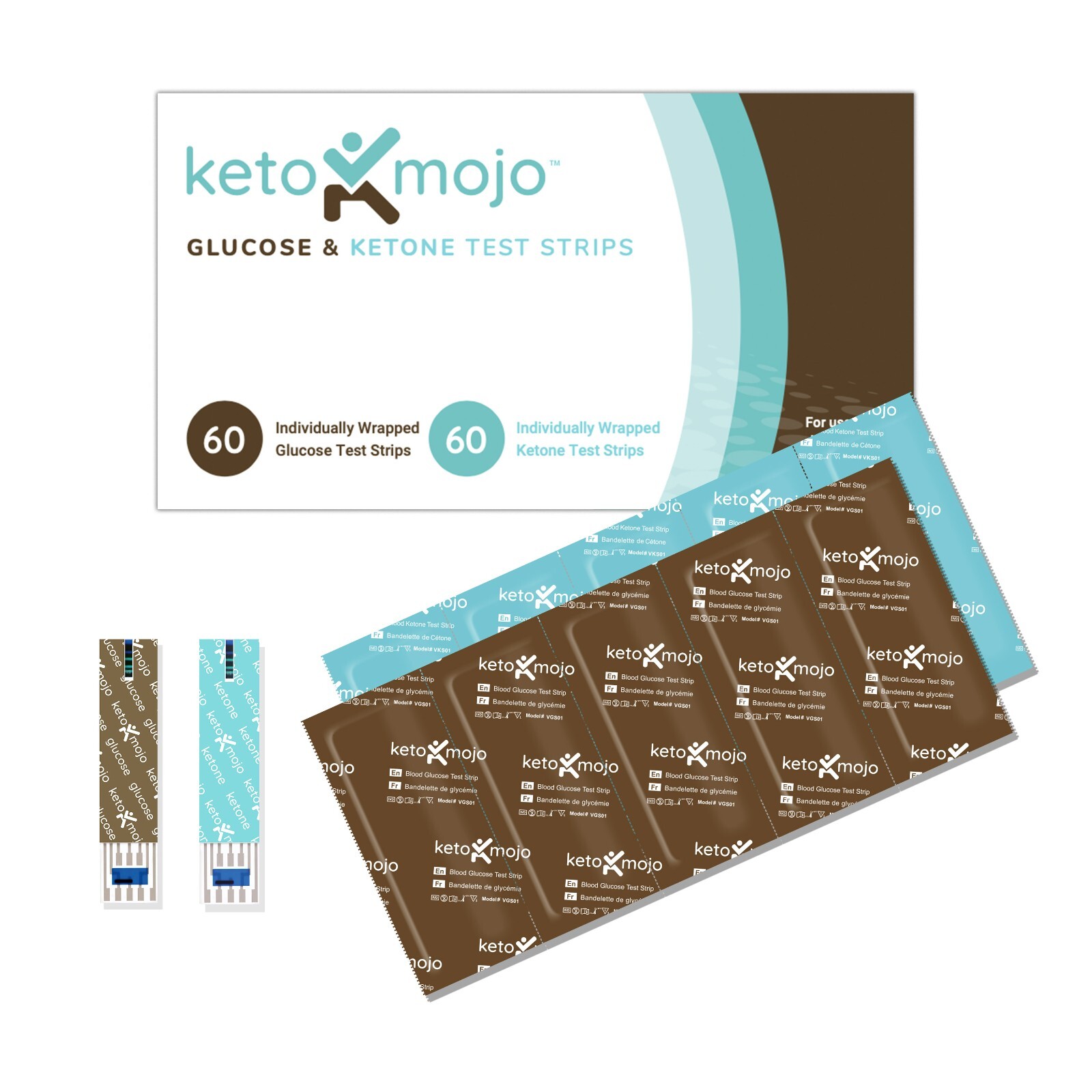Keto-Mojo GK+ COMBO Test Strips 60 Glucose & 60 Ketone-Official Company Listing