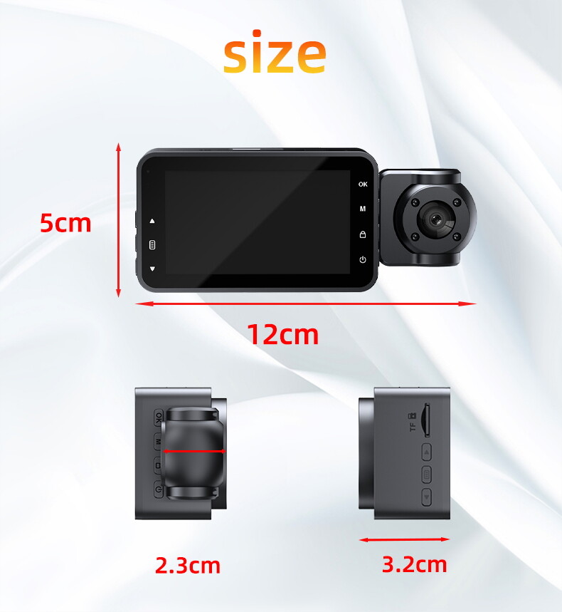 170° Car Dash Camera Three Lens Front/Rear/Inside View Motion Detection G-senor