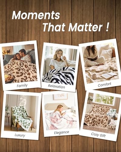 Leopard Print Blanket, Super Soft Throw Blanket Throw(50"x60") Leopard-beige