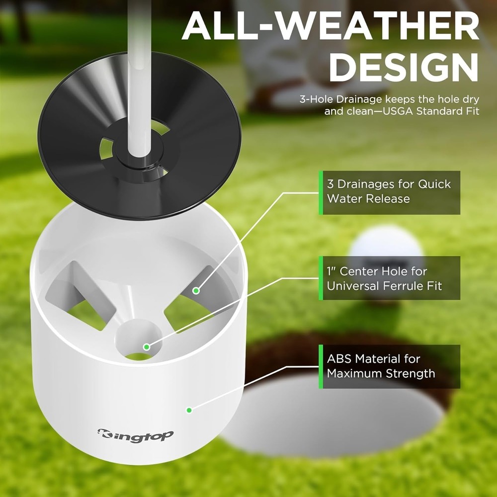 Durable Golf Hole Cups - Perfect for Backyard Practice, 2 Pack with Drain Holes