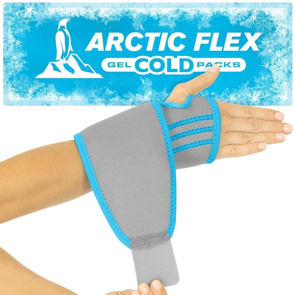 Wrist Ice Pack Wrap - Refreezable Gel Compression Support - Flexible Hot & Cold