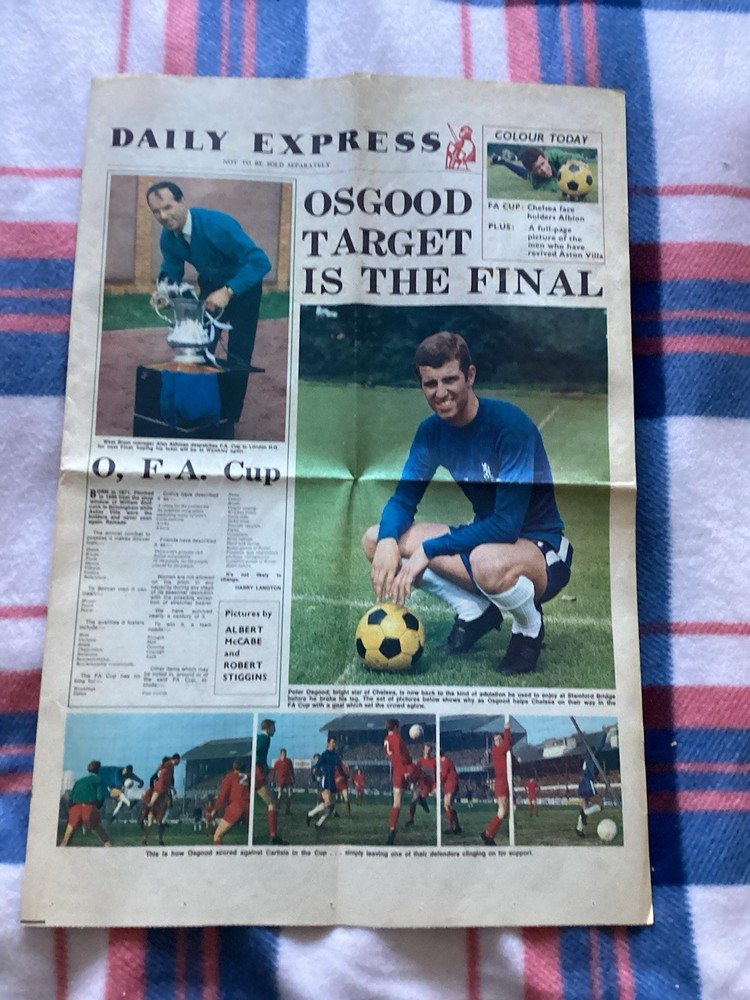 Aston Villa WBA 1969 Express Original Newspaper
