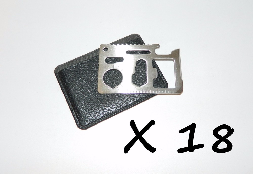 18 X Outdoor Emergency Survival Compact Thin Strong Multi Tool Card With Case