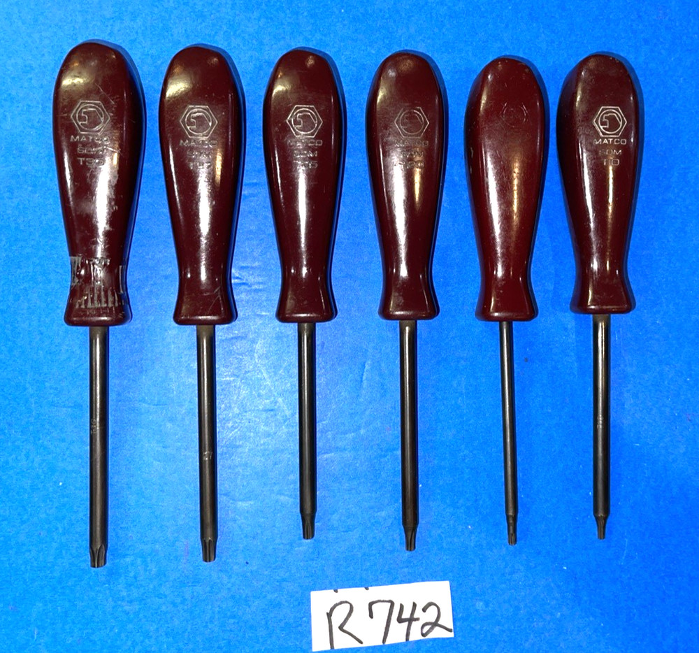 MATCO TOOLS 6 PIECE TORX SCREWDRIVER SET MAROON HANDLES