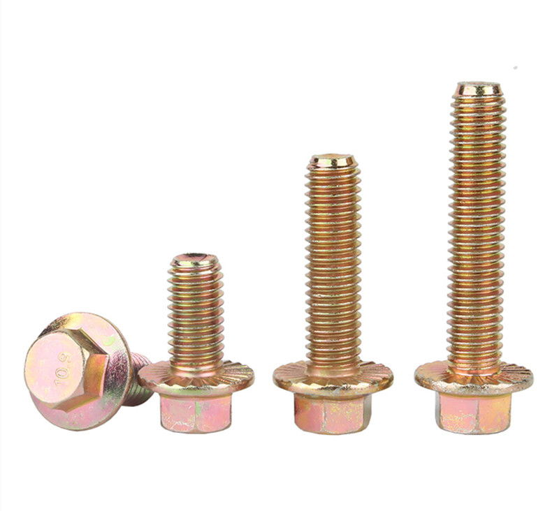 Color Zinc 10.9 Hexagon Flange Bolts Hex Flange Head Screw M6 M8 M10 M12