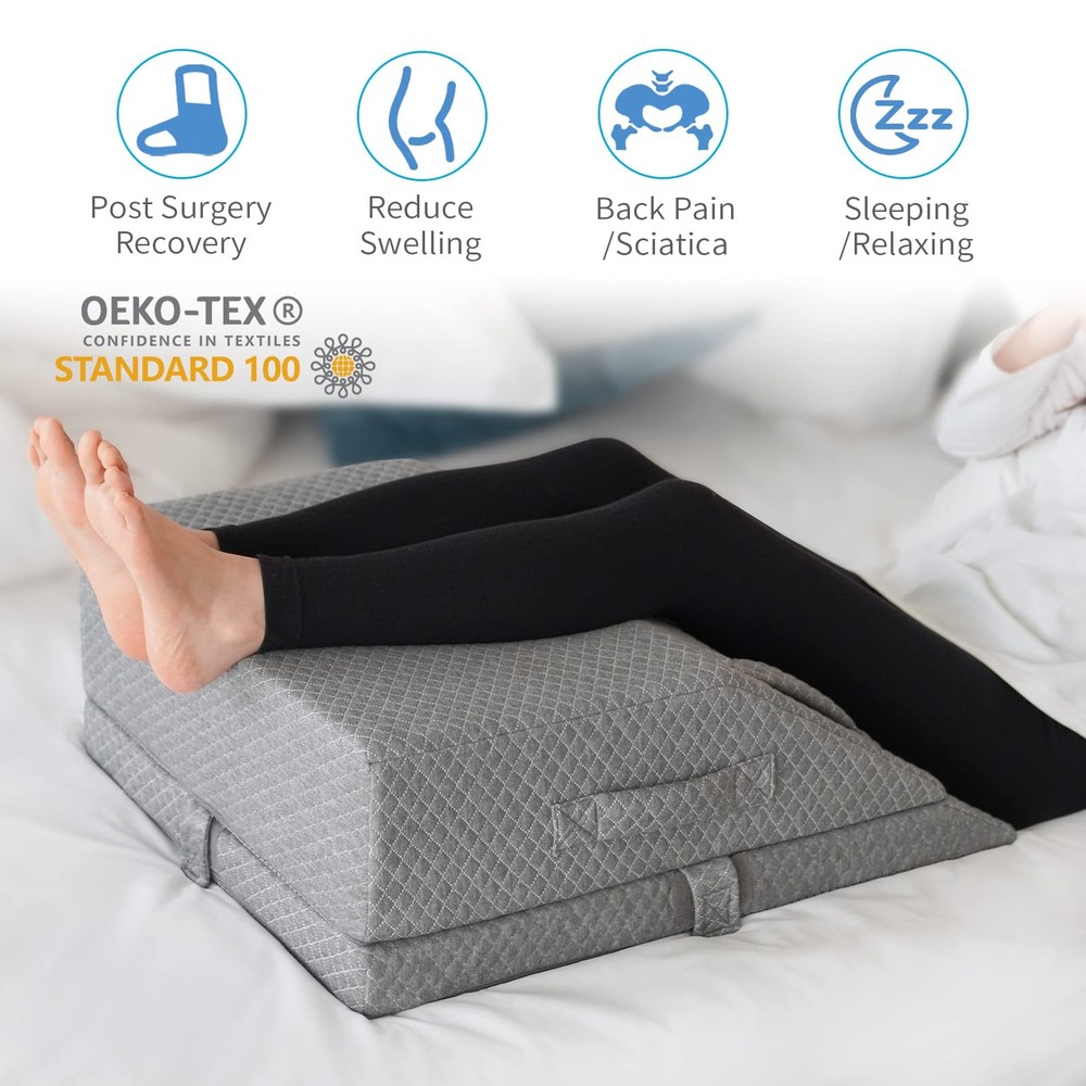Adjustable Leg Elevation Pillows for Swelling, Cooling Gel Memory Foam Wedge ...