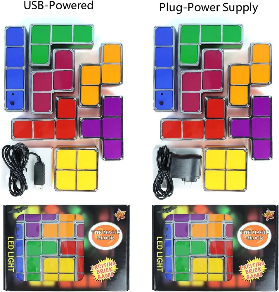 VEEKI Night Light for Kids, Stackable LED 7 Colors 3D Puzzles US Plug