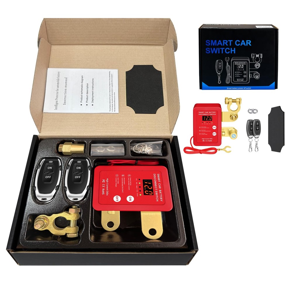 12V Smart Battery Disconnect Switch with Remote Control - Perfect for Red-DC