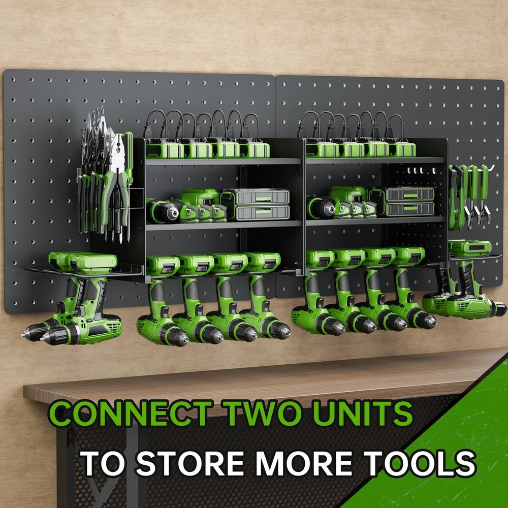 Power Tool Organizer, 3 Layer 8 Drill Holder Wall Mount, Tool Shelf and Stora...