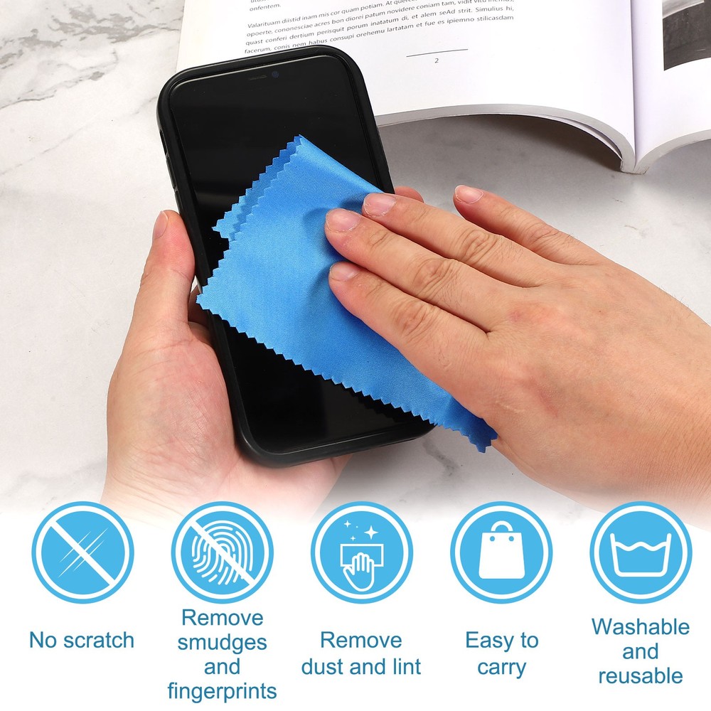 Eyeglass Microfiber Cleaning Cloth 12"x12", 12 Pack, Blue