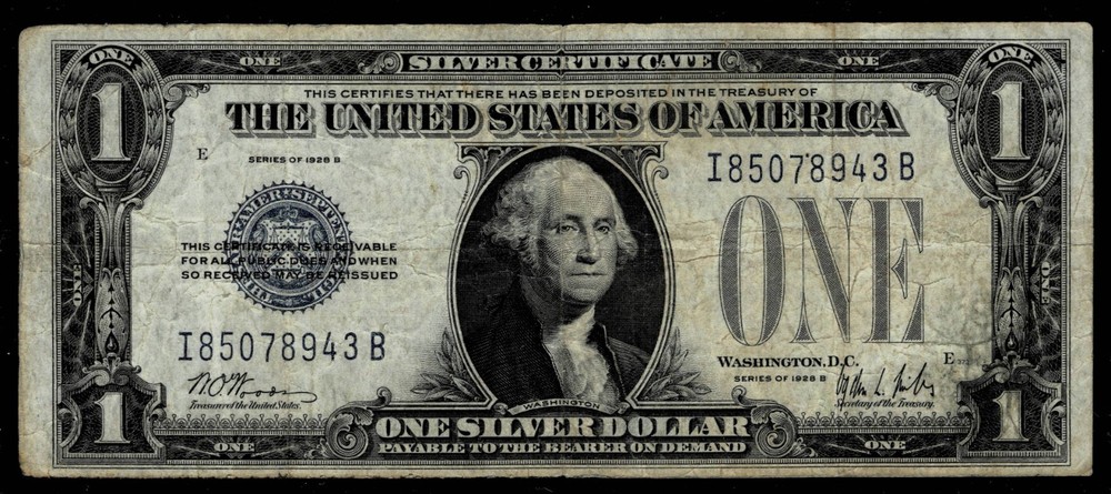 1928-B  $1 SILVER CERTIFICATE NOTE~VF