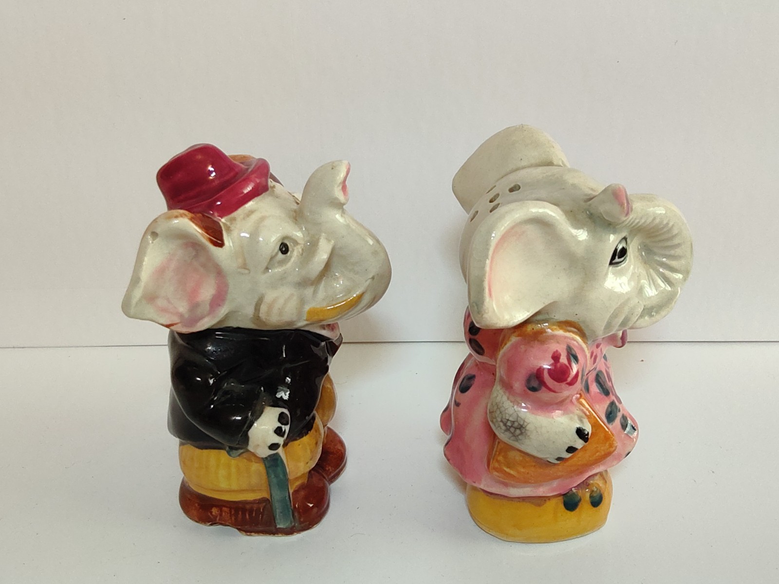 Man & Woman Anthropomorphic Elephant Salt and Pepper Shakers