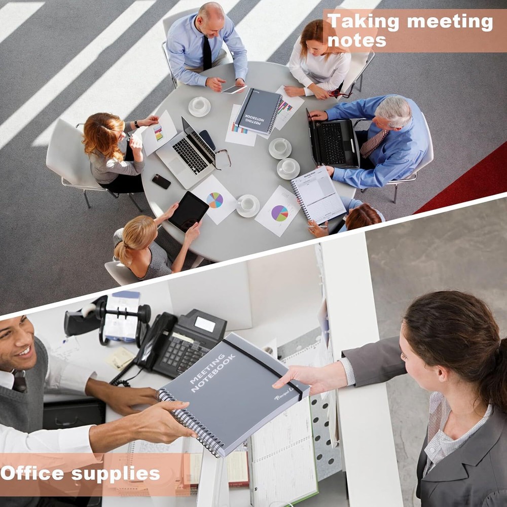 2 Pack Meeting Notebooks for Work Planner & Action Items 8.5"X11" - A4 Notebooks