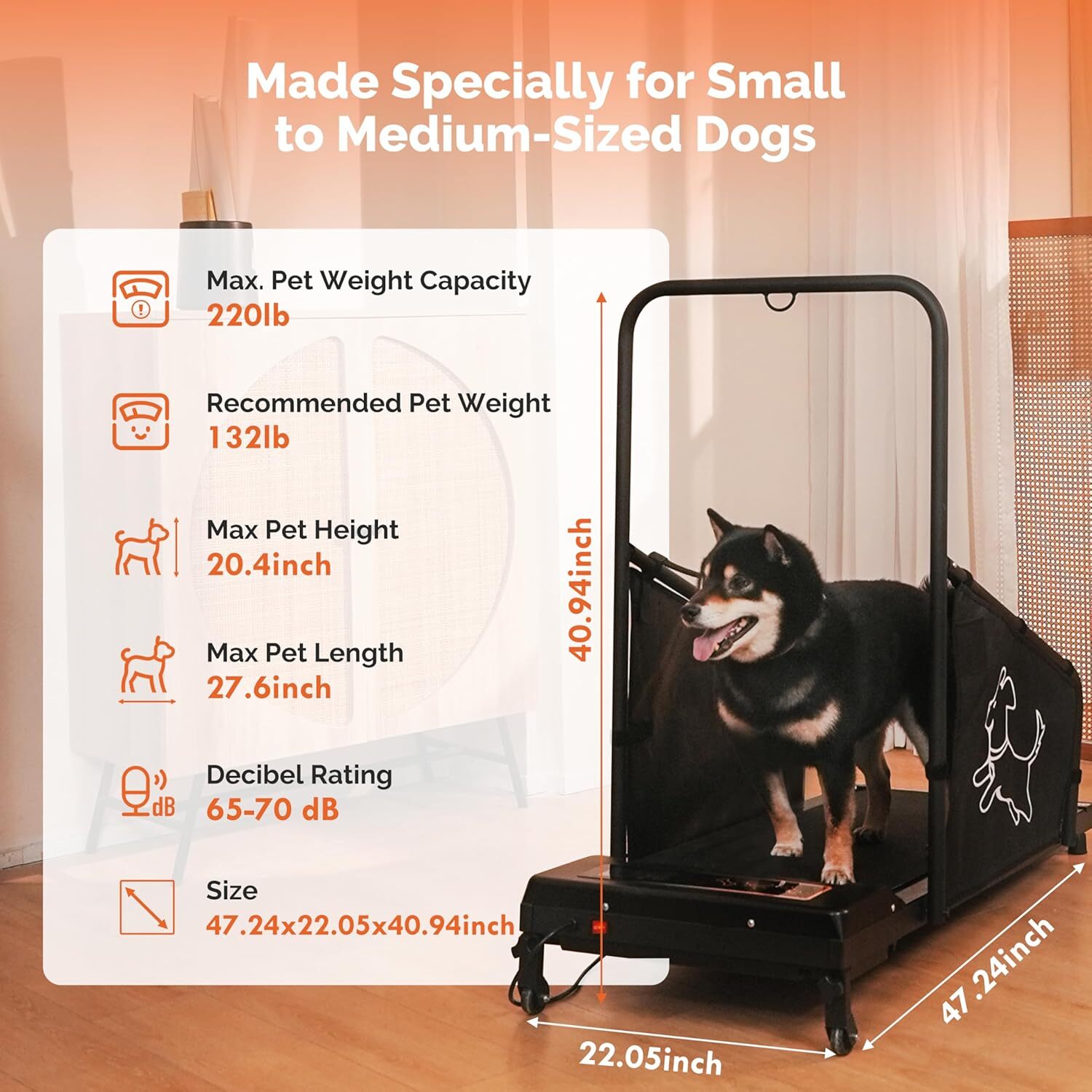 Dog Treadmill for Small to Medium Dogs – Pet Running Machine LED Display, Quiet