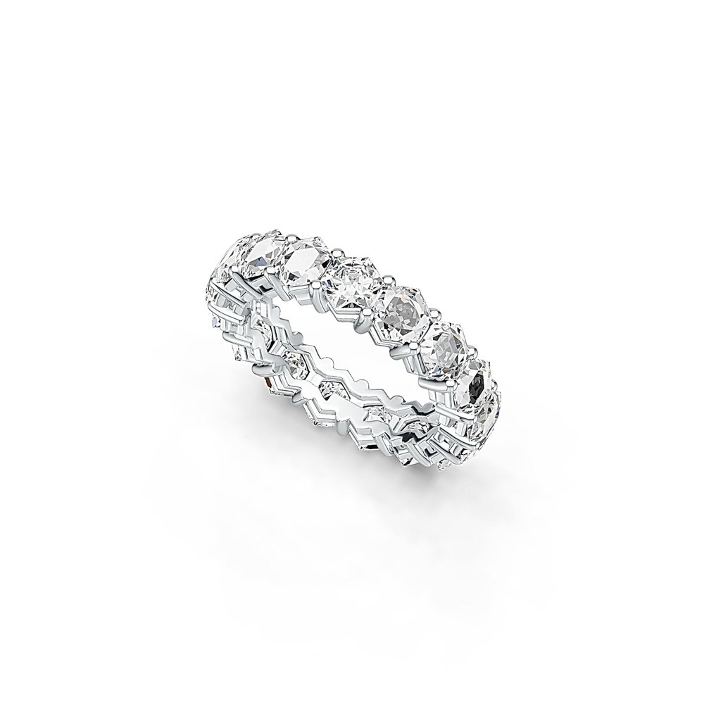 Sterling Silver Semi Mount Ring Setting Hexgonal HEX 4x4mm Full Enternity Ring