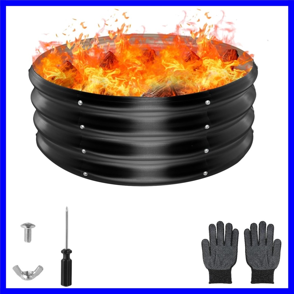 24 Inch Round Galvanized Fire Pit Ring, Round Galvanized Fire Ring, 2 Feet Di...