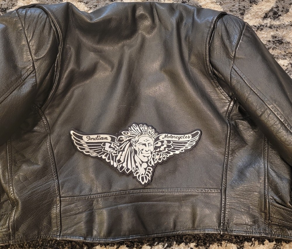 Indian Motorcycles b/w wing back patch. Sew on type. NICE NEW
