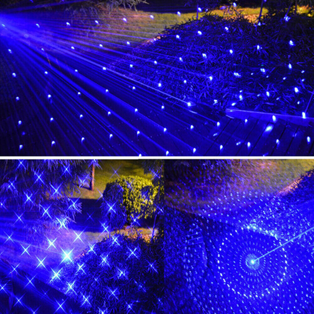 Blue Laser Pointer Adjustable Beam Light Torch Lazer Dot 5 Heads Rechargeable