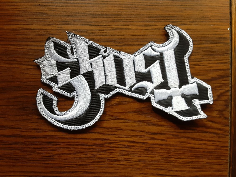 GHOST,SEW ON WHITE EMBROIDERED PATCH
