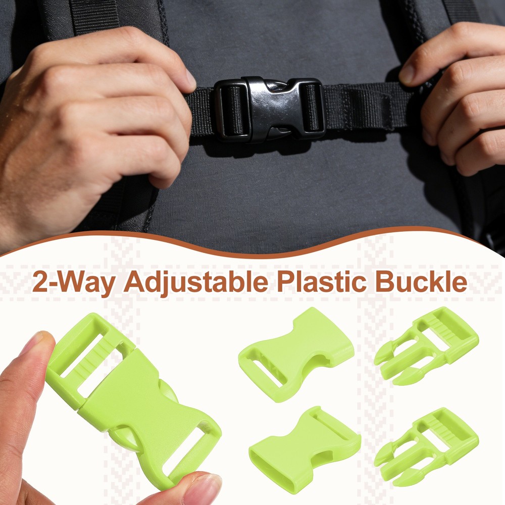 6 Pack Quick Side Release Buckle, 1" Plastic Buckle Clip, Light Green