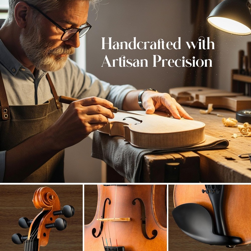 CAHAYA Beginner Violin 4/4 Full: Solid Wood Kit Full Size, MatteWood