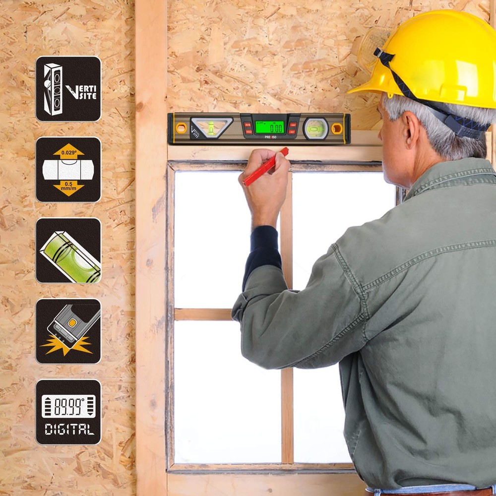 Digital Level, 11.5'', Angle Slope with LCD Display, 360° Electronic Bubble I...