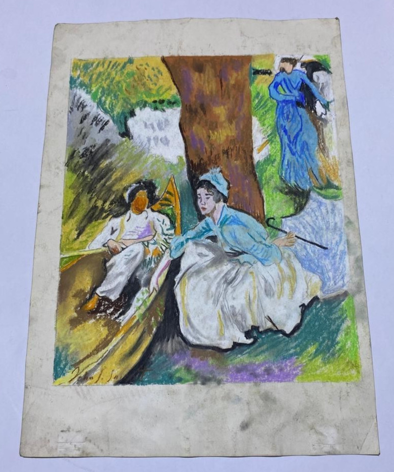 JOHN SINGER SARGENT Drawing on paper (Handmade) signed and stamped mixed media.