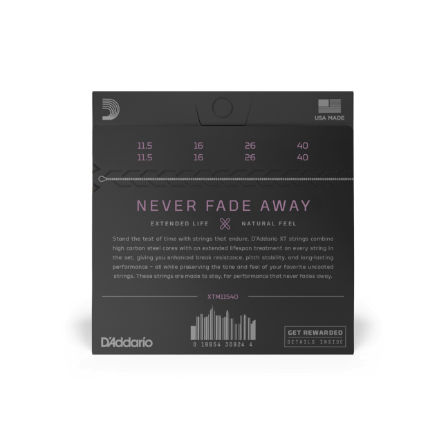 D'Addario XTM11540 XT Phosphor Bronze Mandolin Strings, Custom Medium, 11.5-40