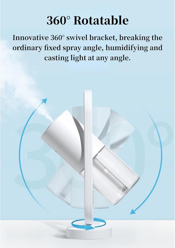 Humidifier, Compact 360° Rotating Cool Mist Air Humidifier Automatic Shutdown fo
