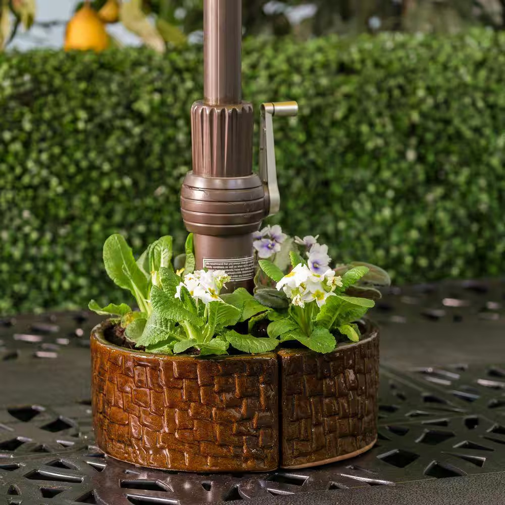 Terra Brown Cobblestone Umbrella Planter