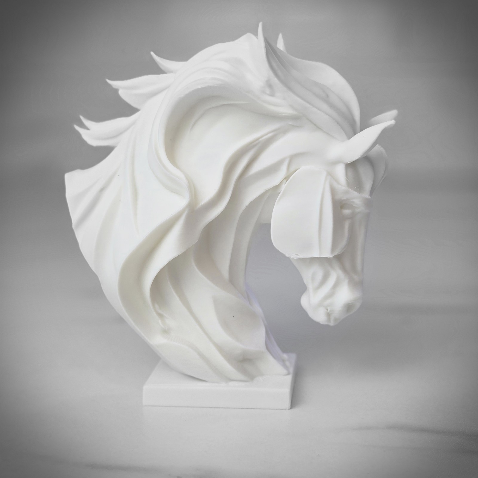 Horse Head Sculpture – Matte White 3D Printed Art Statue – Modern Home Decor...