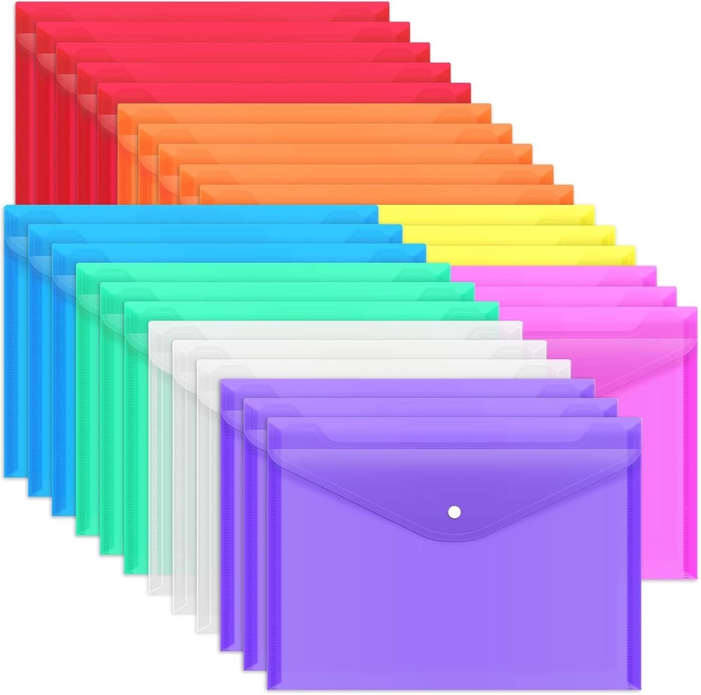 28Pk Plastic Envelope Document Folders A4 Size File Envelopes For School Office